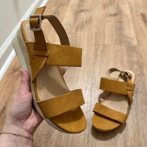 Seven Dials | Milana Mustard Yellow Espadrille Wedge Platform Sandals, Size 9M